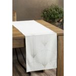 Bild von Eurofirany Bieżnik biały velvet Glamour złoty nadruk 35X180